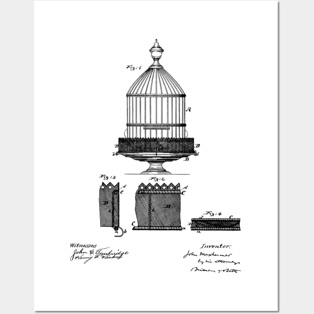 Bird Cage Vintage Patent Hand Drawing Wall Art by TheYoungDesigns